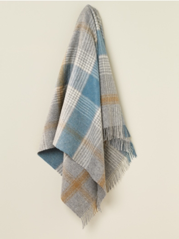 British Wool Classic Check Throw-Teal