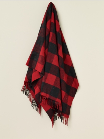 Buffalo Plaid Pure Wool Throw-Red/Black