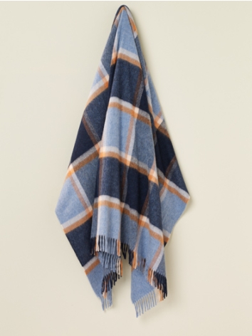 New Block Merino Throw- Blue/Orange