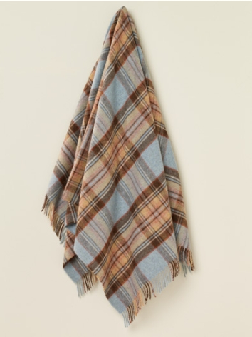 Bramble Plaid Design Pure Wool Throw-Willow Green
