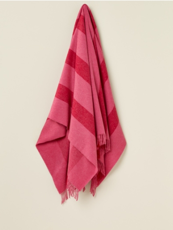 Stripe Merino Throw-Pink