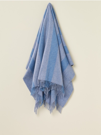 Stripe Merino Throw-Blue