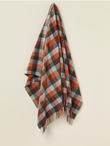 Patchwork Merino Throw-Aqua/Rust