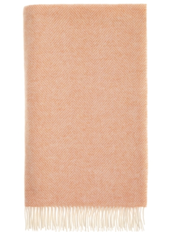 Herringbone Pure Wool Throw-Orange Sherbet