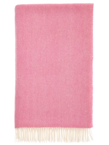 Herringbone Pure Wool Throw-Bubblegum