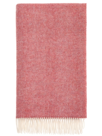 Herringbone Pure Wool Throw-Raspberry Ripple