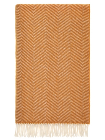 Herringbone Pure Wool Throw-Pumpkin Spice